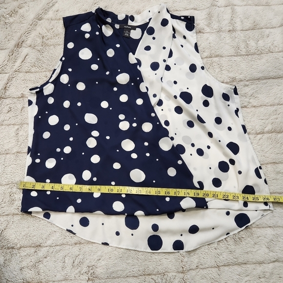 Size XL Blouse sleeveless  tank sewn in large Polka-dot Navy and White ALFANI - Picture 12 of 12